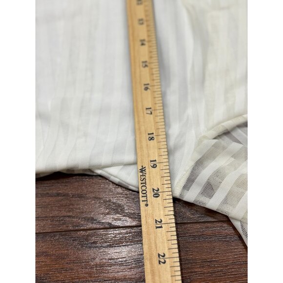 Dana Buchman L White Layered Mesh Stripe Top Sheer Blouse Long Sleeve Stretch - Picture 10 of 10